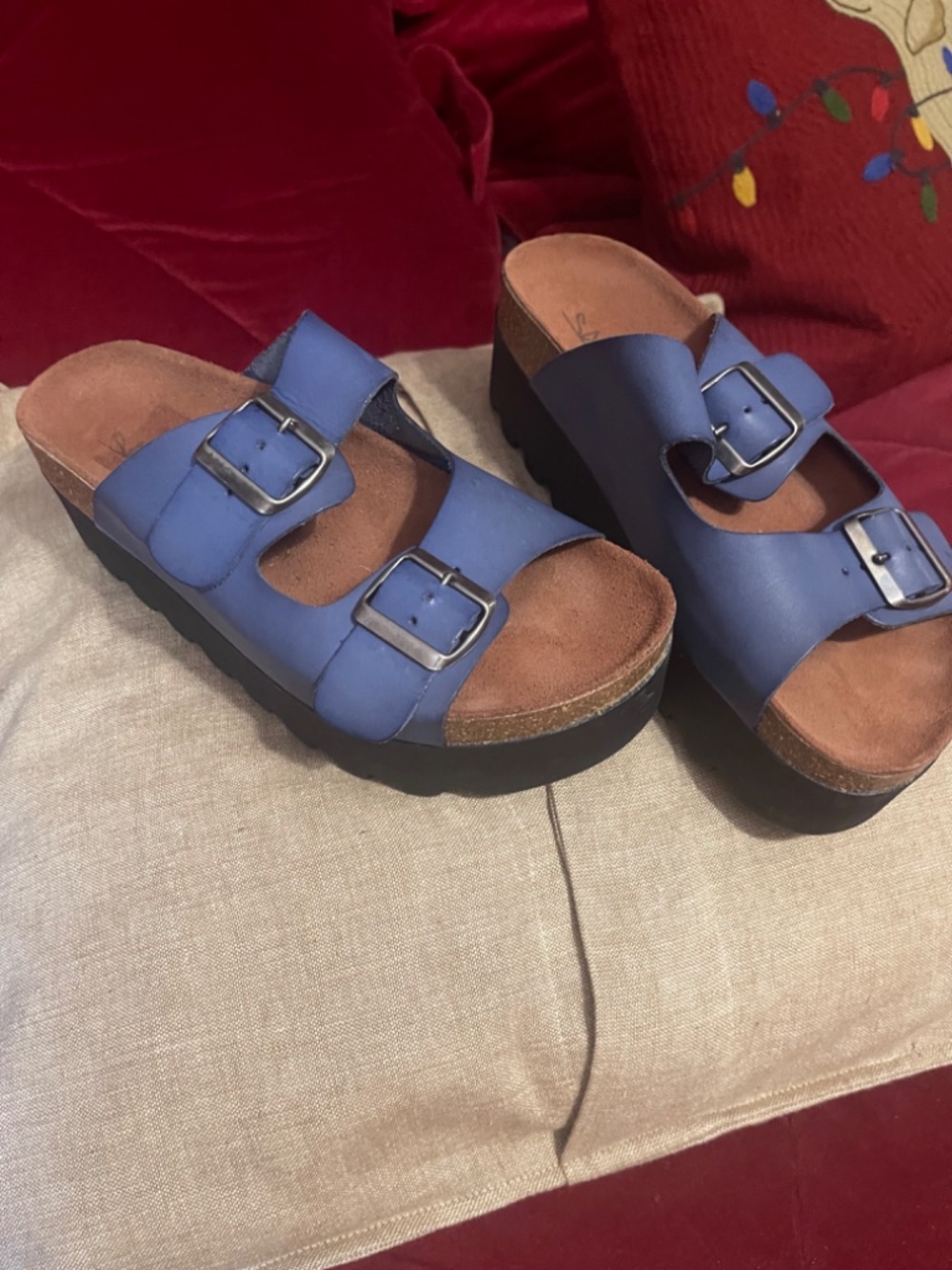 Sixty seven Blue leather platform sandals - Picture 4 of 9